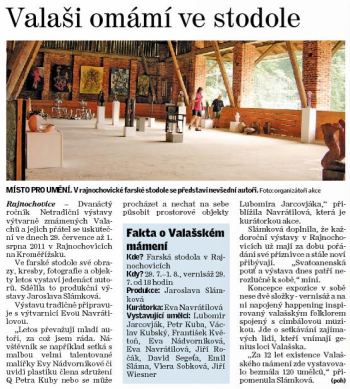 Článek z novin o výstavě Valašske mámení
